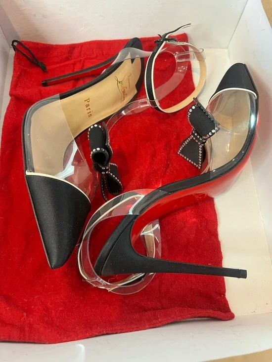 Christian Louboutin Naked Bow 100 Black Satin Patent Pumps EU 41 NIB - Picture 5 of 13